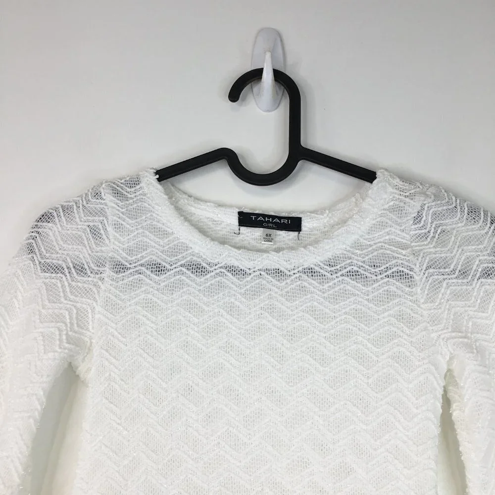 Tahari Girl Bell Sleeve White Dress Size 6X